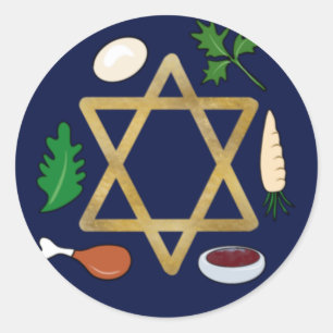 Pesach Seder bord Star van David Ronde Sticker