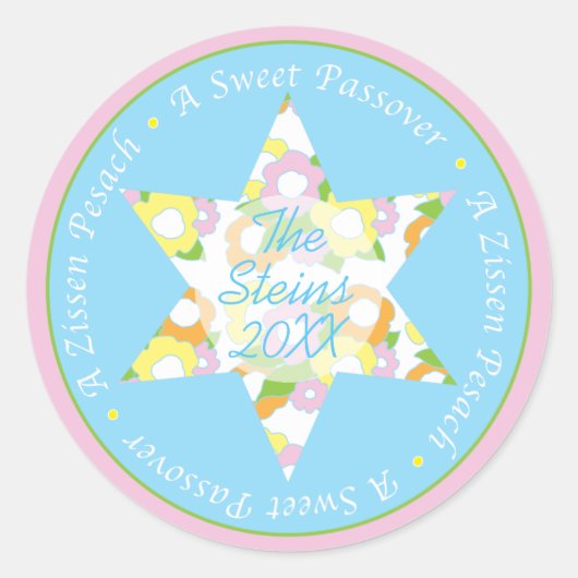 Pesach Sticker Circle "Pesach Flowers" (Voorkant)