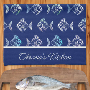Pescatarisch patroon theedoek