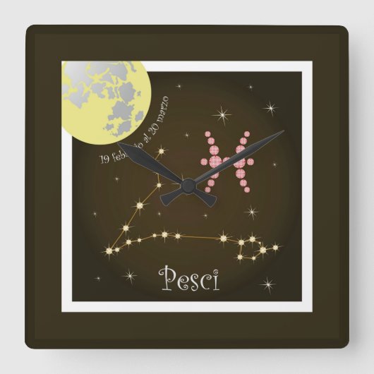 Pesci 19 febbraio al 20 marzo Uhr Vierkante Klok (Voorkant)