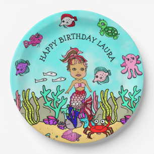  Pesonalized Ethnic Mermaid Birthday Party Papieren Bordje