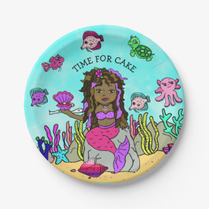 Pesonalized Pink Paars Mermaid Birthday Papieren Bordje