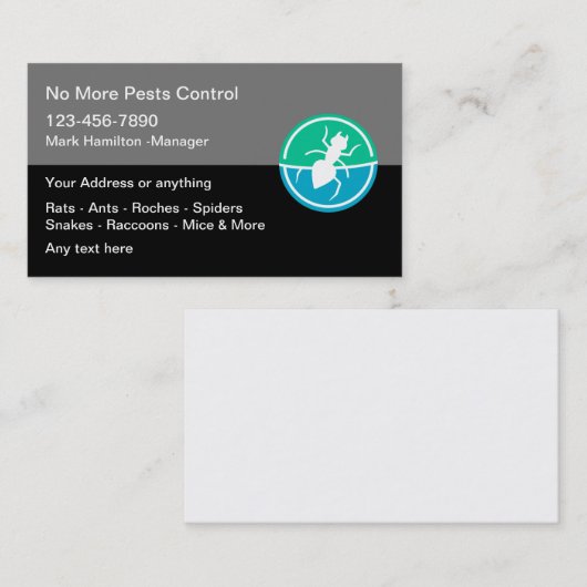 Pest Control Bold Moderne Visitekaartjes (Voorkant / Achterkant)