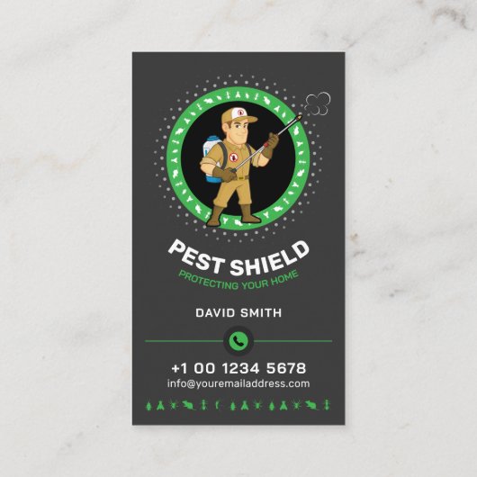 Pest control Service, Exterminator, Fumigation Bus Visitekaartje (Achterkant)