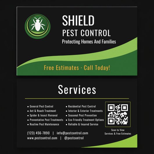 Pest Control Service QR Code Professional Visitekaartje