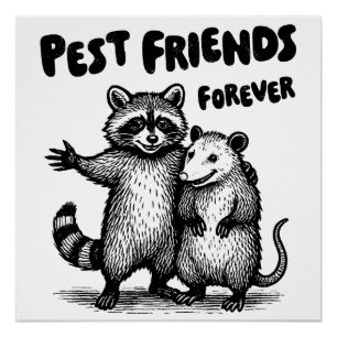 Pest Friends Forever Black Print Poster Perfect Poster