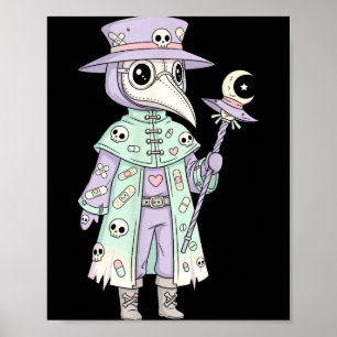 Pestdokter Gotische Pastel Cute Motten Gezichtsmas Poster