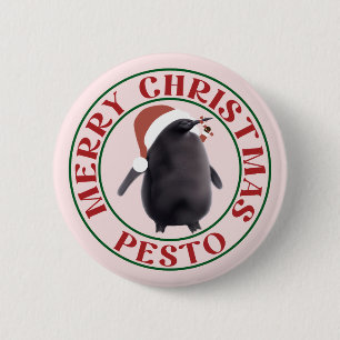Pesto Penguin Kerstmis Ronde Button 5,7 Cm