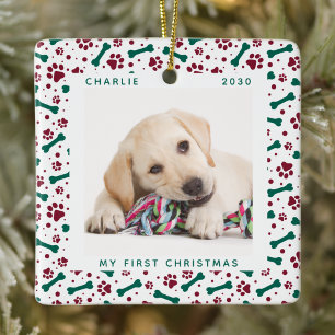 Pet 2 Dog-foto's afdrukken met kerstmis op maat Keramisch Ornament