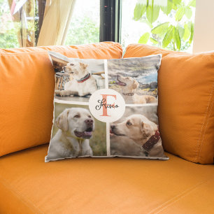 PET 4 fotocollage naam hond Monogram Kussen