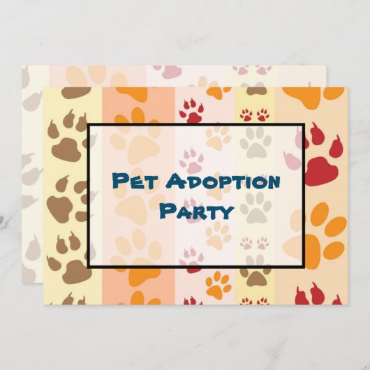 Pet Adoptie Partij Paw Print Patroon Kaart (Voorkant / Achterkant)