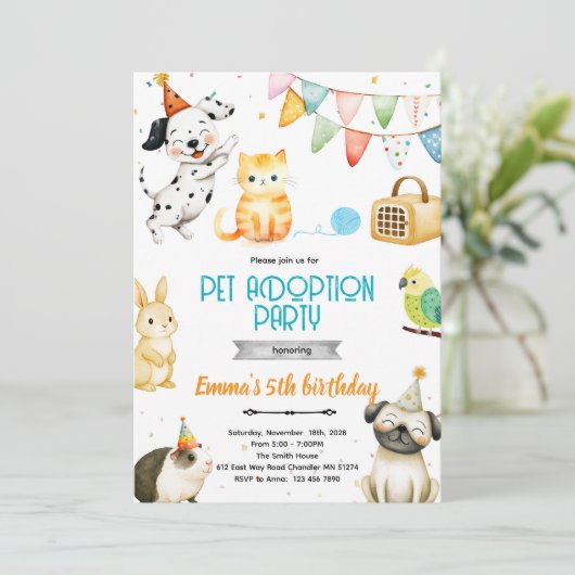 Pet Adoption Party Invitation (Debout devant)