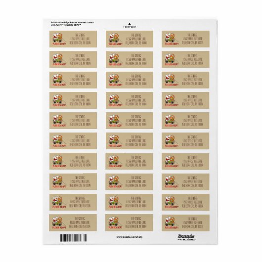 Pet Adoption Patch in Rusty Modern Kerstmis Toast Etiket (Full Sheet)
