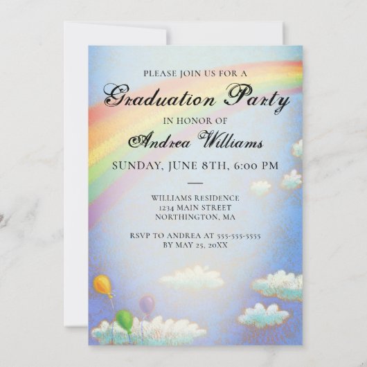 Pet afstuderen regenboogstraal Afstudeerder Aankondiging (Achterkant)