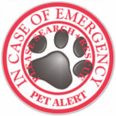 Pet Alert Sticker (Voorkant)