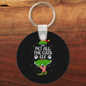 Pet All The Cats Elf Christmas Girls Women Elf Squ Sleutelhanger (Voorkant)