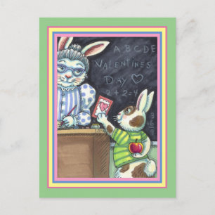 PET, APPLE EN VALENTIJN BUNNY RABBIT VAN DE KUTE L FEESTDAGENKAART