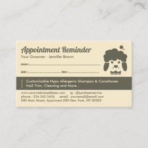Pet Bath Spa Appointment Remind Dog Groomer Visitekaartje
