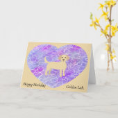 Pet Birthday Kaart voor Golden Lab. Achtergrond ha (Gele Bloem)