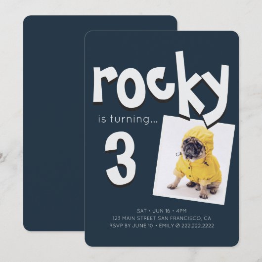 Pet Birthday Modern Cool Typografie Kaart (Voorkant / Achterkant)