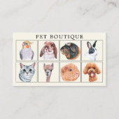 Pet Boutique Waterverf Animals Visitekaartje (Voorkant)