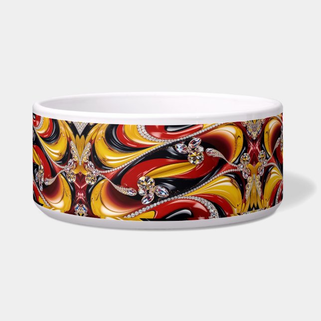 Pet Bowl met Belgische kleuren Abstract Design Voerbakje (Voorkant)