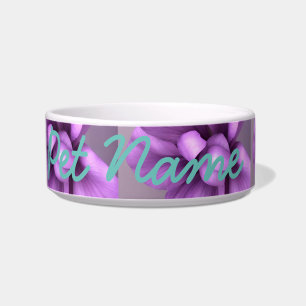  PET BOWL Purple Flowers w / blauw Voerbakje