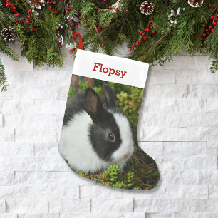 Pet Bunny Lover Rabbit Foto en Name Persoonlijk Kleine Kerstsok