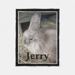 Pet Bunny Memorial Single Photo and Name Fleece Deken
