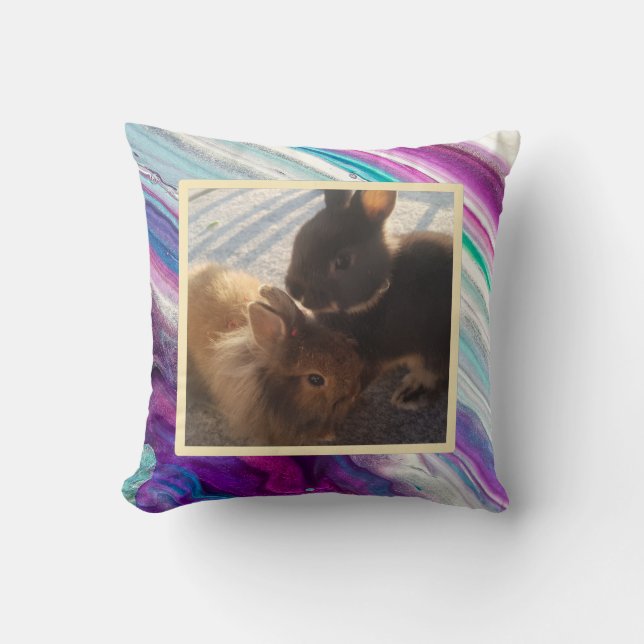 Pet bunny photo - colourful  kussen (Voorkant)