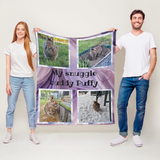 Pet bunny photo snuggle Fleecedecke Fleece Deken (In situ)