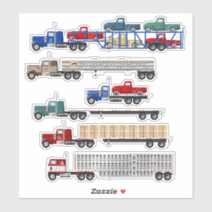 Pet Camion Rouge et Autocollants de Semi-remorque