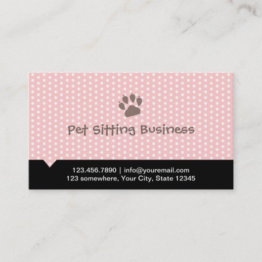 Pet Care Cute Paw Pink Pet Sitter Visitekaartje (Voorkant)