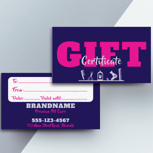 Pet Care Grooming Gift Certificate Visitekaartje