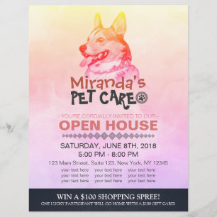 Pet Care Grooming Shop Pet Beauty Salon Open House Flyer