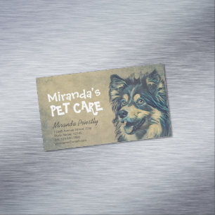 Pet Care Grooming Sitting Schattig Cartoon Dog Magnetisch Visitekaartje