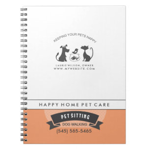 Pet Care Oranje & White Retro Matching Notebook Notitieboek