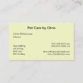 Pet Care Professional Visitekaartje (Achterkant)