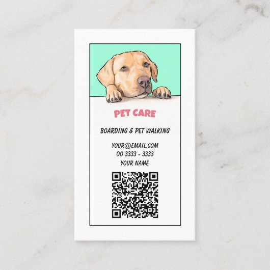 Pet Care QR-code Visitekaartje (Voorkant)