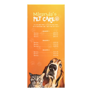 Pet Care Sitting Grooming Beauty Salon-prijslijst Reclamekaart