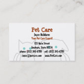 Pet Care Visitekaartje (Achterkant)