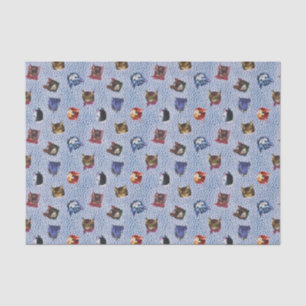 Pet Cat Blue Polka Dots Kitten Waterverf Tissuepapier