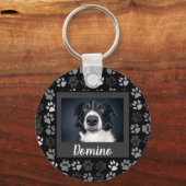 Pet Cat Dog Afdrukken Zwart Foto Aangepast cadeau Sleutelhanger (Voorkant)