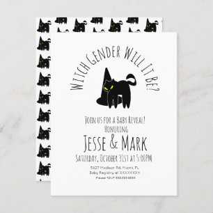 Pet Cat Halloween Herfst Gender onthulling Kaart