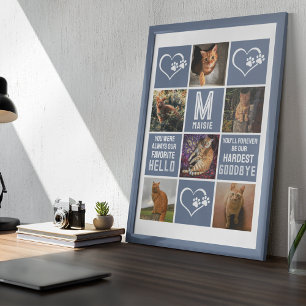 Pet Cat Memorial Photo Collage Poster