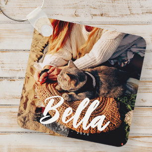 Pet Cat Memorial Quote Moderne Simple Chic Foto Sleutelhanger