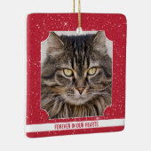 Pet Cat Memorial Red Snow Kerstmis Keramisch Ornament (Rechts)