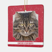 Pet Cat Memorial Red Snow Kerstmis Keramisch Ornament (Links)