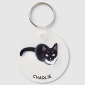 Pet Cat Two Photo Personalized Sleutelhanger (Voorkant)