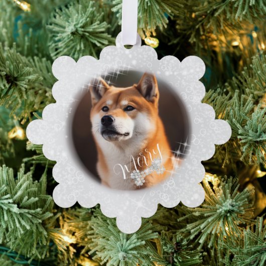 Pet Christmas Silver Ornament Kaart (Insitu (Drie))